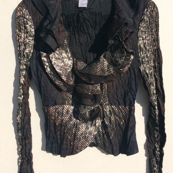 ALBERTO MAKALI metallic ruffle Blouse top 4 small - Picture 8 of 8